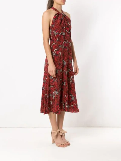 ANDREA MARQUES PRINTED SILK DRESS - 红色