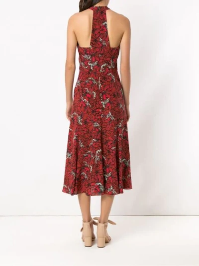 ANDREA MARQUES PRINTED SILK DRESS - 红色