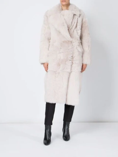 Shop Blancha Oversized Midi Coat In Pink