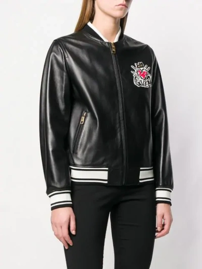 Shop Dolce & Gabbana Embroidered Bomber Jacket In Black