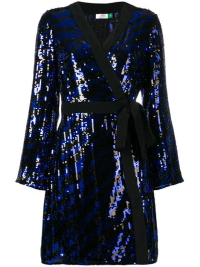 Shop Rixo London Maria Mini Wrap Dress In Blue