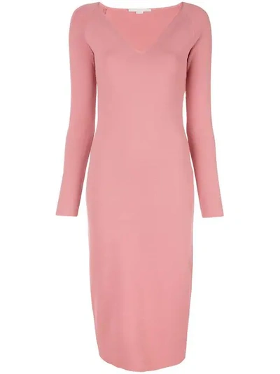 Shop Stella Mccartney V-neck Midi Dress In Pink