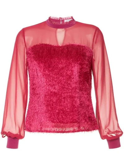 Shop Guild Prime Sheer Fringed Blouse In Pink