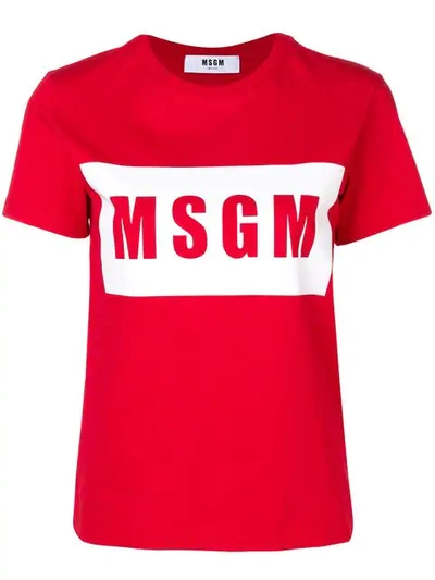 Shop Msgm Logo Print T-shirt In Red