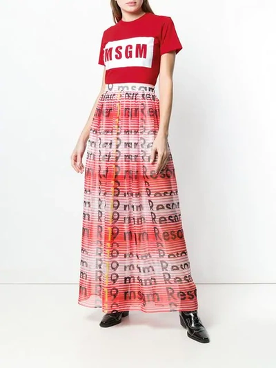 Shop Msgm Logo Print T-shirt In Red