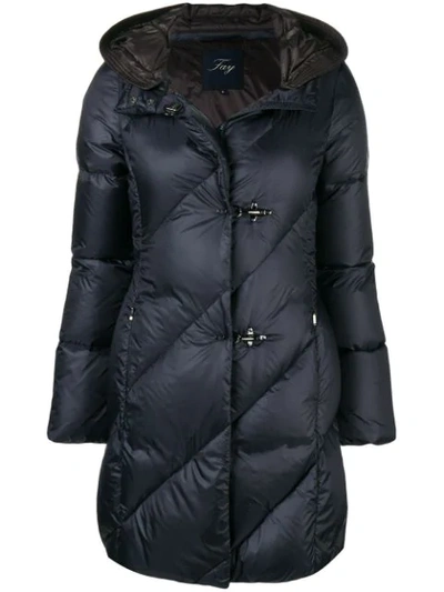 Shop Fay Toggle Quilted Coat In Blue