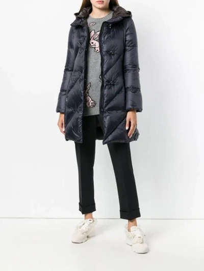 Shop Fay Toggle Quilted Coat In Blue