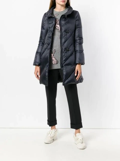 Shop Fay Toggle Quilted Coat In Blue