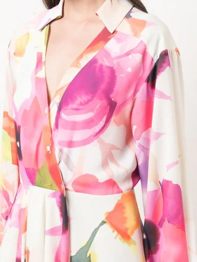 Shop Josie Natori Eden Floral Drape Tunic In Multicolour