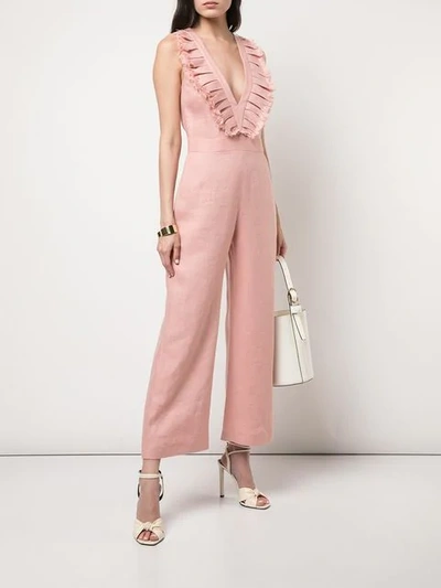 Shop Alexis Odalys Ruffled Collar Jumpsuit In Blush