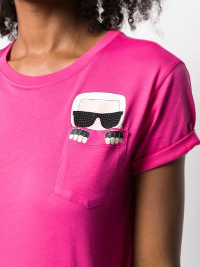 Shop Karl Lagerfeld Ikonik Karl T-shirt In Pink