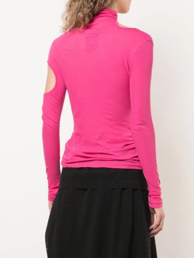 Shop Yohji Yamamoto Sheer High Neck Top In Pink