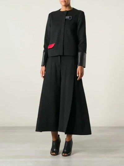 Shop Jamie Wei Huang Contrasting Cuffs And Pocket Straight Jacket - Black