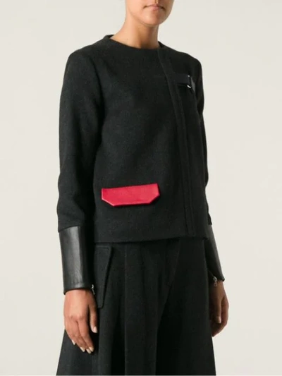Shop Jamie Wei Huang Contrasting Cuffs And Pocket Straight Jacket - Black