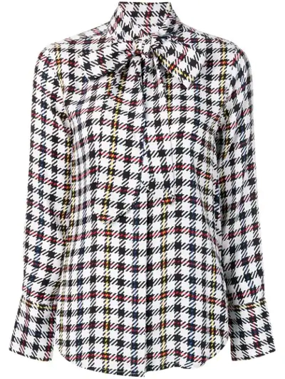 Shop Equipment Check Patterned Bow Detail Shirt In White