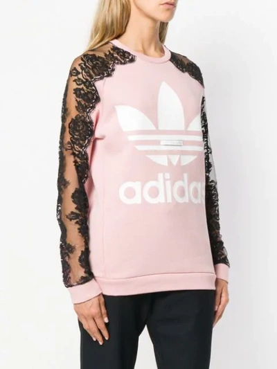 Shop Adidas By Stella Mccartney Lace Sleeve Sweatshirt In Pink