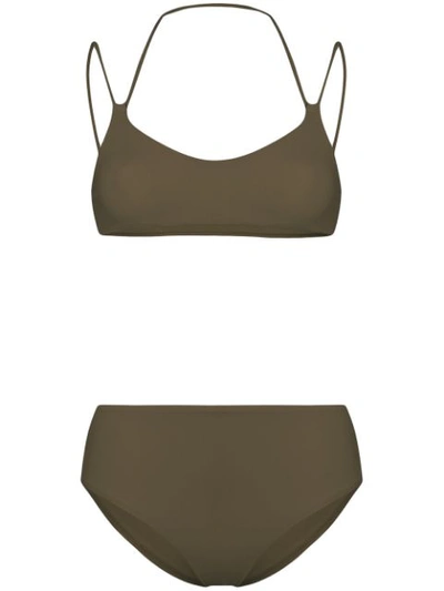 Shop Acne Studios Back Strap Bikini In Green