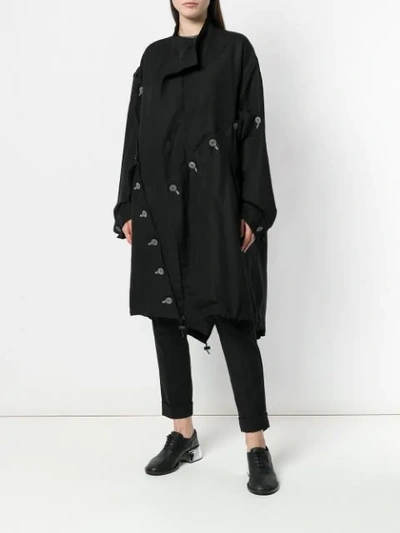 Shop Yohji Yamamoto Oversized Asymmetric Button Coat - Black