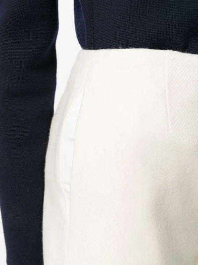 Shop Thom Browne Frayed Wool Mini Skirt In White