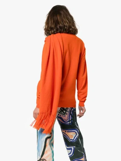 Shop Pushbutton Scarf-wrap Cardigan In Orange