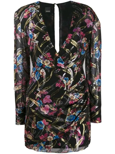 Shop Pinko Floral Print Dress - Black