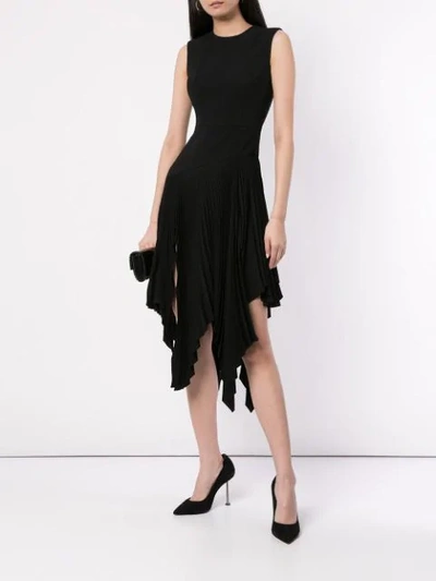 Shop Alex Perry Jade Pleated Midi Dress In Black
