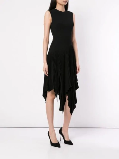 Shop Alex Perry Jade Pleated Midi Dress In Black