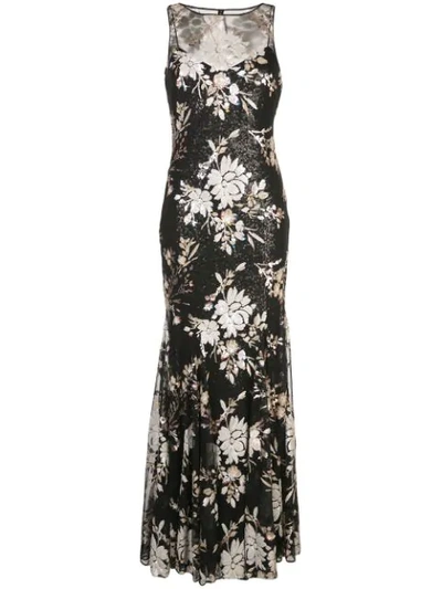 Shop Badgley Mischka Sequinned Empire Line Dress In Black