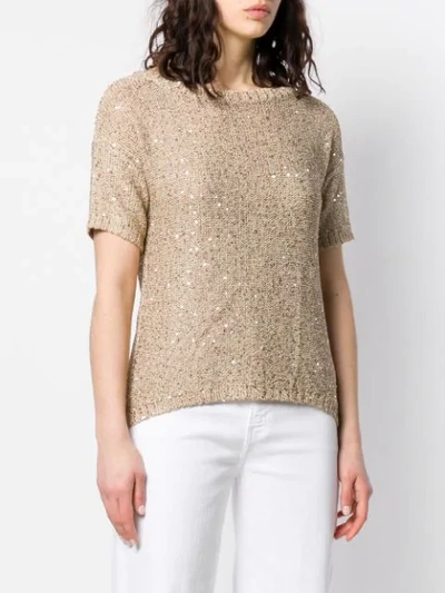 Shop Snobby Sheep Sequin Short Sleeve Sweater In Neutrals