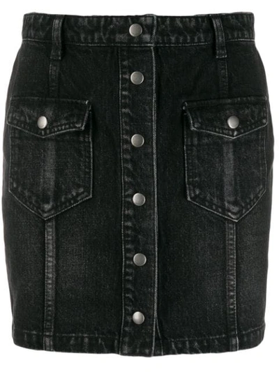 Shop Saint Laurent Denim Mini Skirt In Black