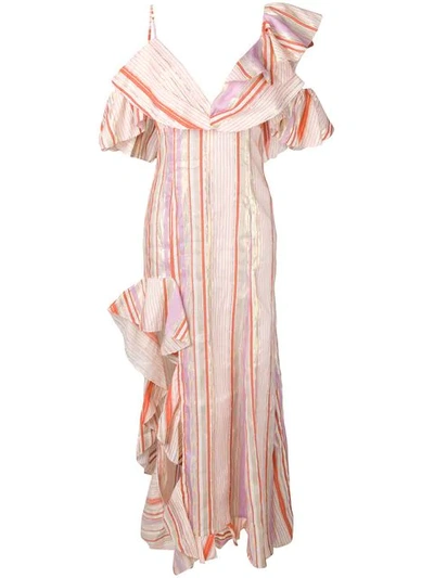 Shop Maria Lucia Hohan Charlotte Striped Maxi Dress In Orange