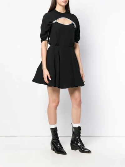 Shop Versus Logo-trim Skater Dress - Black