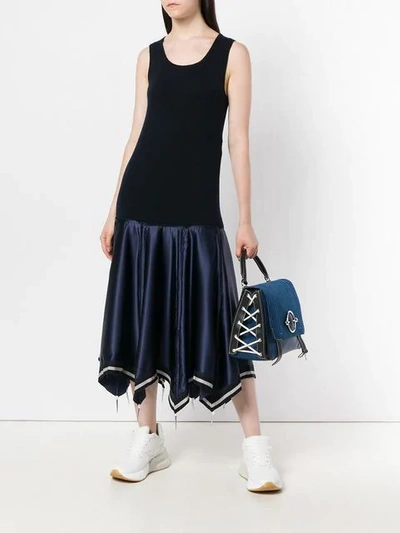 Shop Jw Anderson Sleeveless Flared Midi Dress In Blue