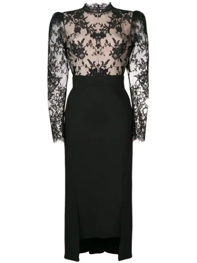 Shop Alexander Mcqueen Lace Detail Fitted Dress In Black