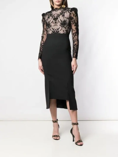 Shop Alexander Mcqueen Lace Detail Fitted Dress In Black