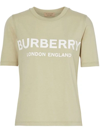 Shop Burberry Logo Print Cotton T-shirt In Green