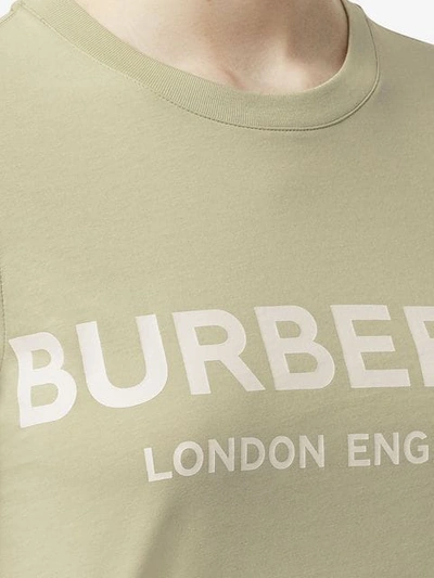 Shop Burberry Logo Print Cotton T-shirt In Green