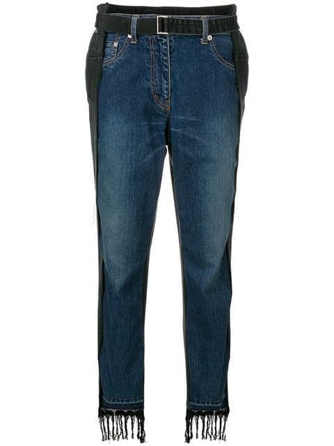 Sacai Patchwork Boyfriend Jeans In Blue | ModeSens