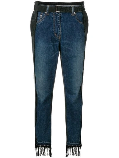 Shop Sacai Patchwork Boyfriend Jeans In Blue