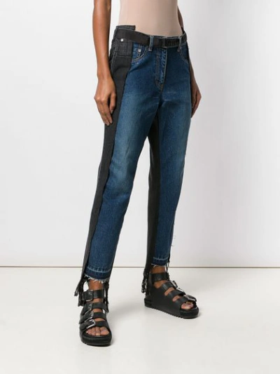 Shop Sacai Patchwork Boyfriend Jeans In Blue