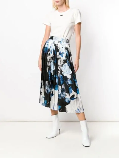 Shop Off-white Printed Pleated Skirt In Black