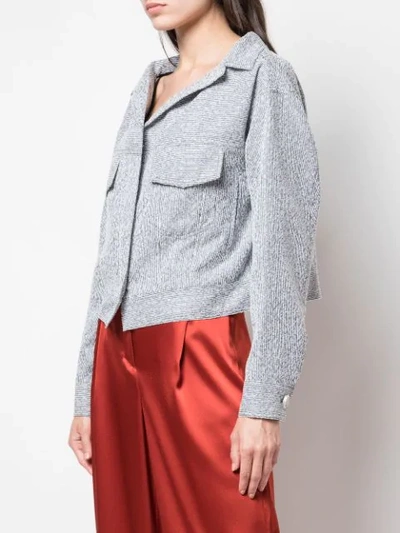 Shop Adeam Printed Cropped Jacket In Grey