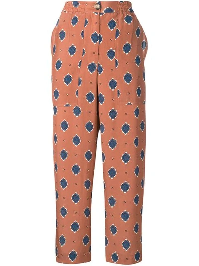 Shop Alberto Biani Geometric Print Trousers - Brown