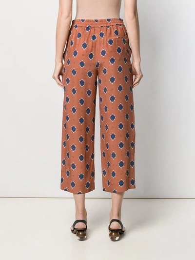 Shop Alberto Biani Geometric Print Trousers - Brown