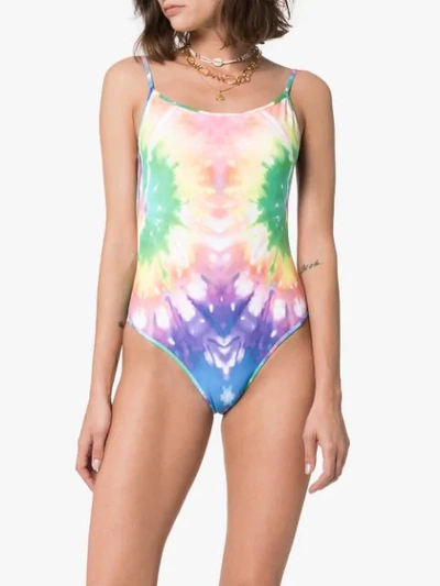 Shop Ack Fisico Tie Dye Swimsuit In Orange