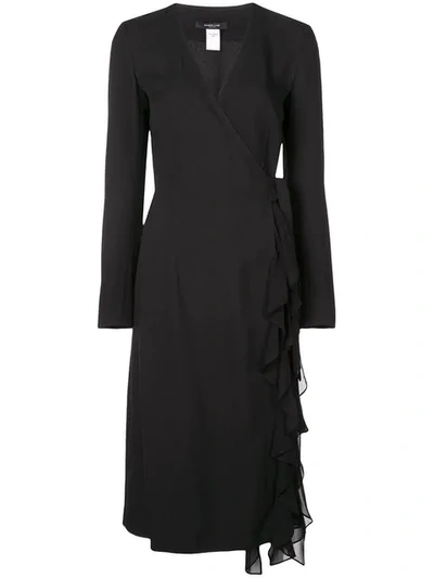 Shop Derek Lam Ruffle Crepe And Chiffon Wrap Dress In Black