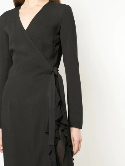 Shop Derek Lam Ruffle Crepe And Chiffon Wrap Dress In Black