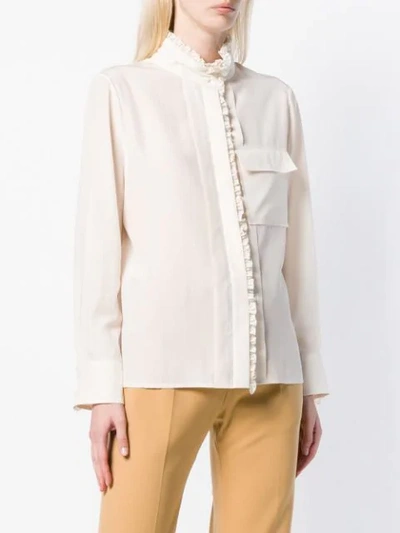 Shop Chloé Ruffle Trimmed Shirt In Neutrals