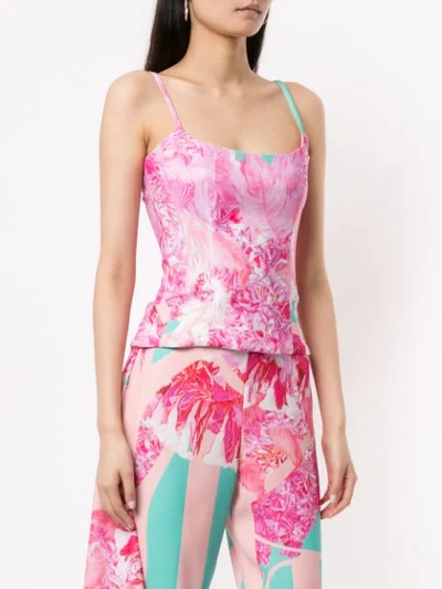 Shop Halpern Printed Fitted Camisole In Pink