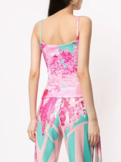 Shop Halpern Printed Fitted Camisole In Pink
